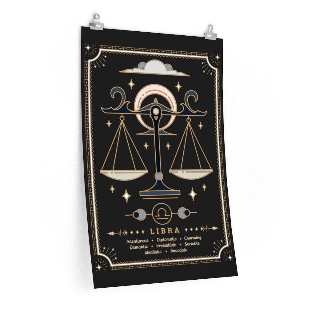 Libra Vintage Zodiac Sign Poster Art Print Esdee