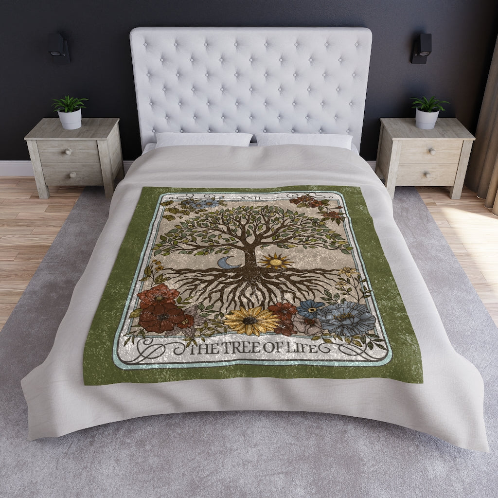 The Tree of Life Tarot Card Crushed Velvet Blanket