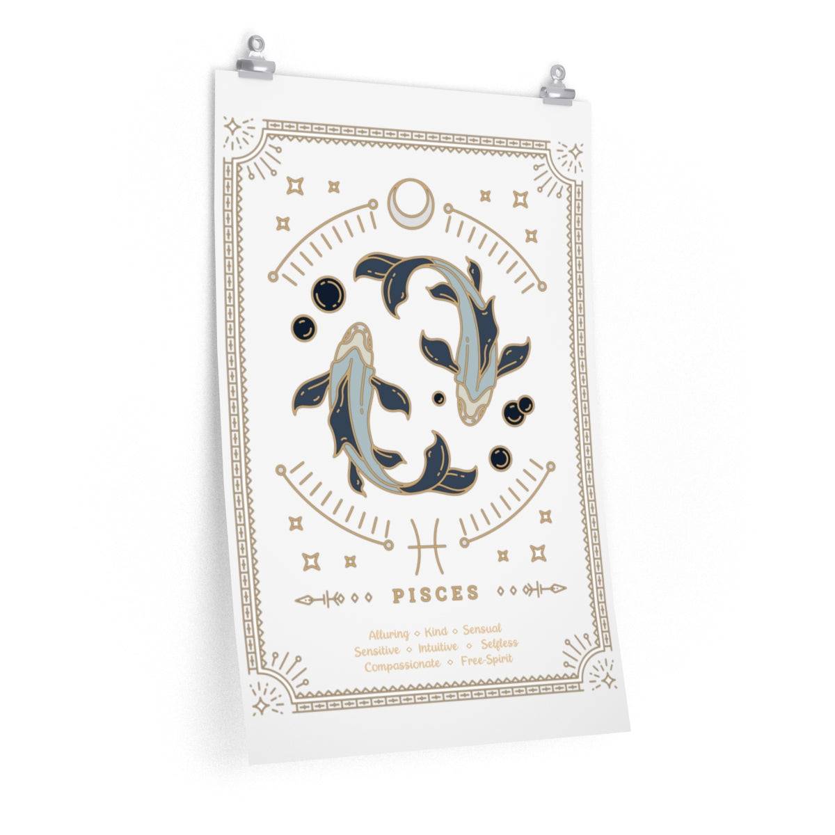 Pisces Vintage Zodiac Sign Poster Art Print Esdee