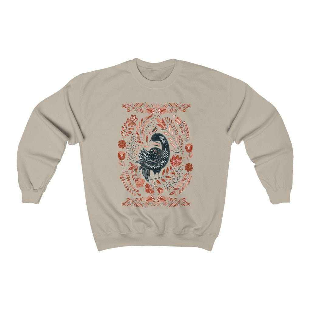 Folk Art Bird Crewneck Sweatshirt - Esdee