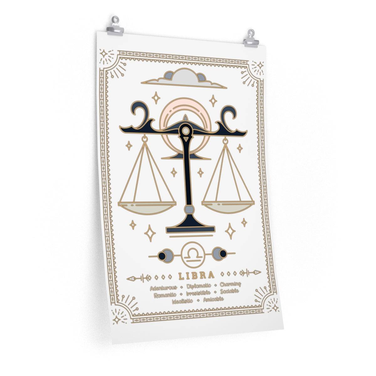Libra Vintage Zodiac Sign Poster Art Print Esdee