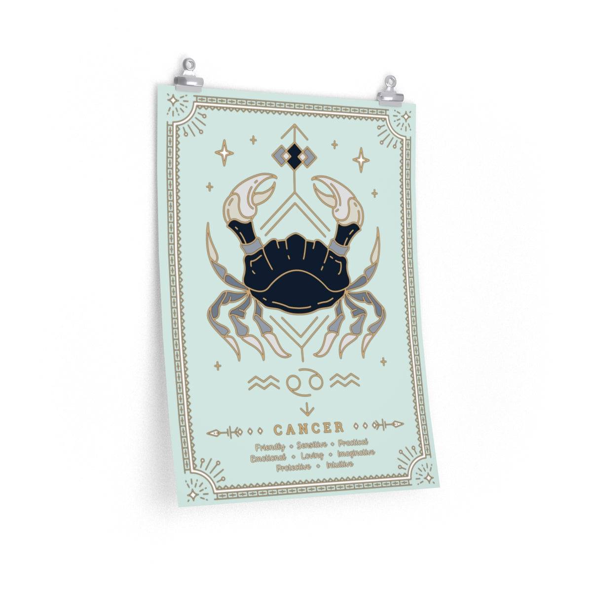 Cancer Vintage Zodiac Sign Poster Art Print Esdee