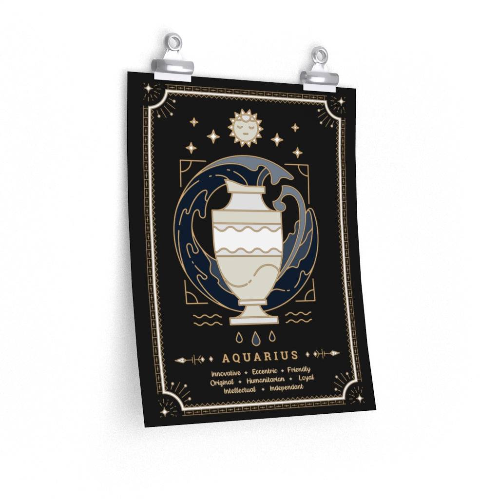 Aquarius Vintage Zodiac Sign Poster Art Print Esdee
