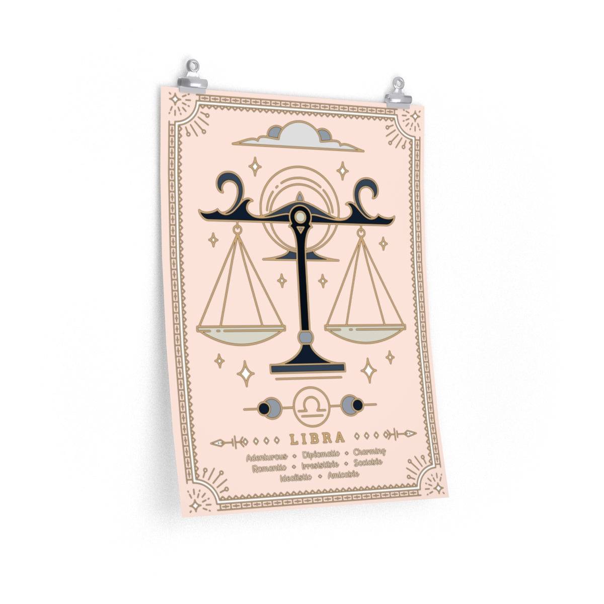 Libra Vintage Zodiac Sign Poster Art Print Esdee