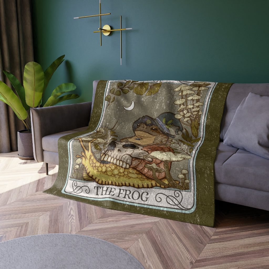 The Frog Tarot Card Crushed Velvet Blanket