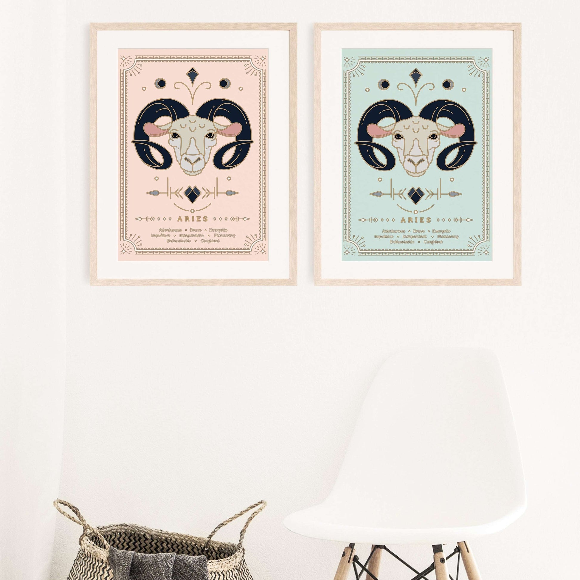 Aries Vintage Zodiac Sign Poster Art Print Esdee