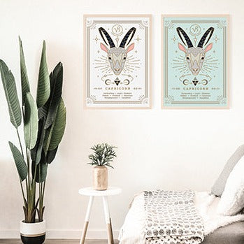 Capricorn Vintage Zodiac Sign Poster Art Print Esdee