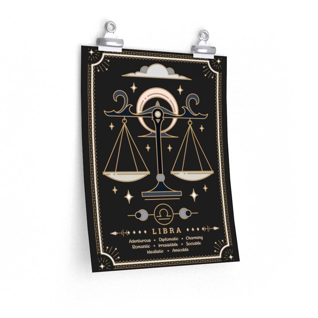 Libra Vintage Zodiac Sign Poster Art Print Esdee