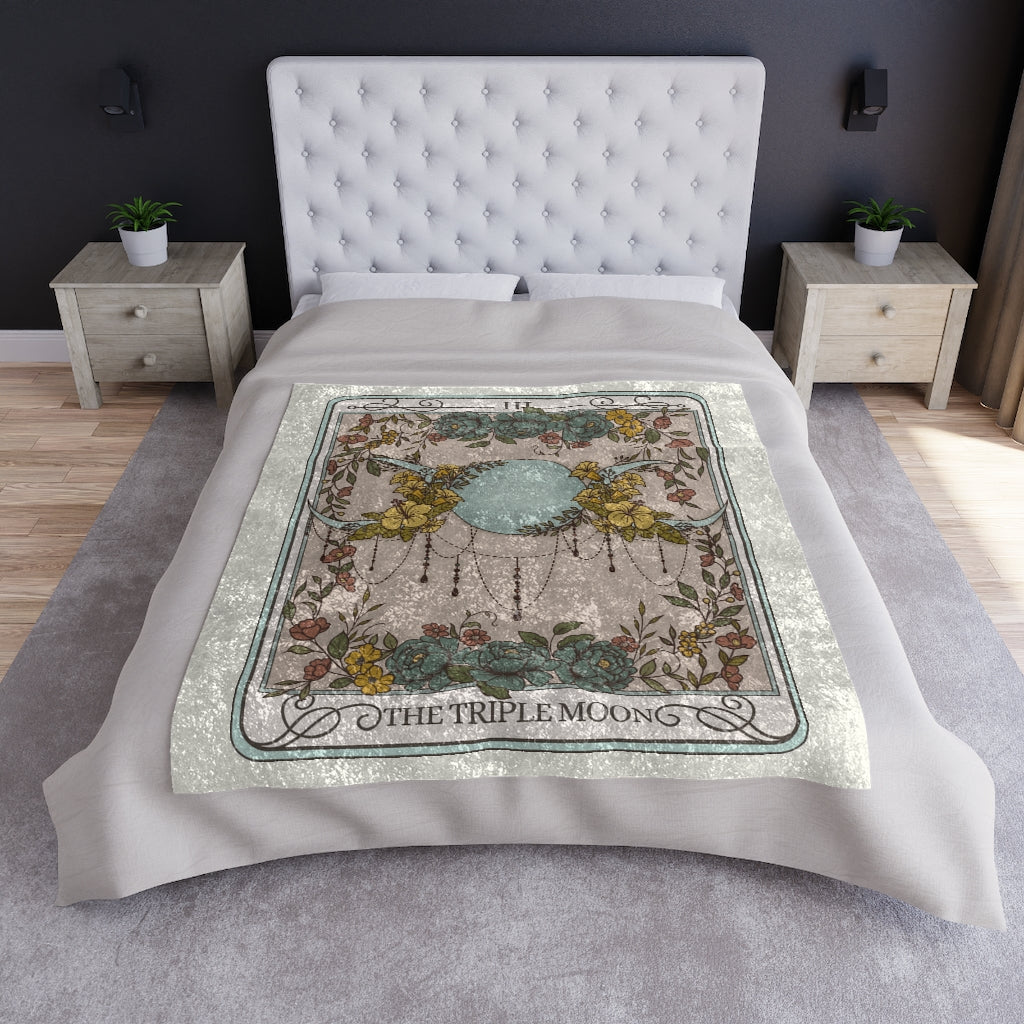 The Triple Moon Tarot Card Crushed Velvet Blanket