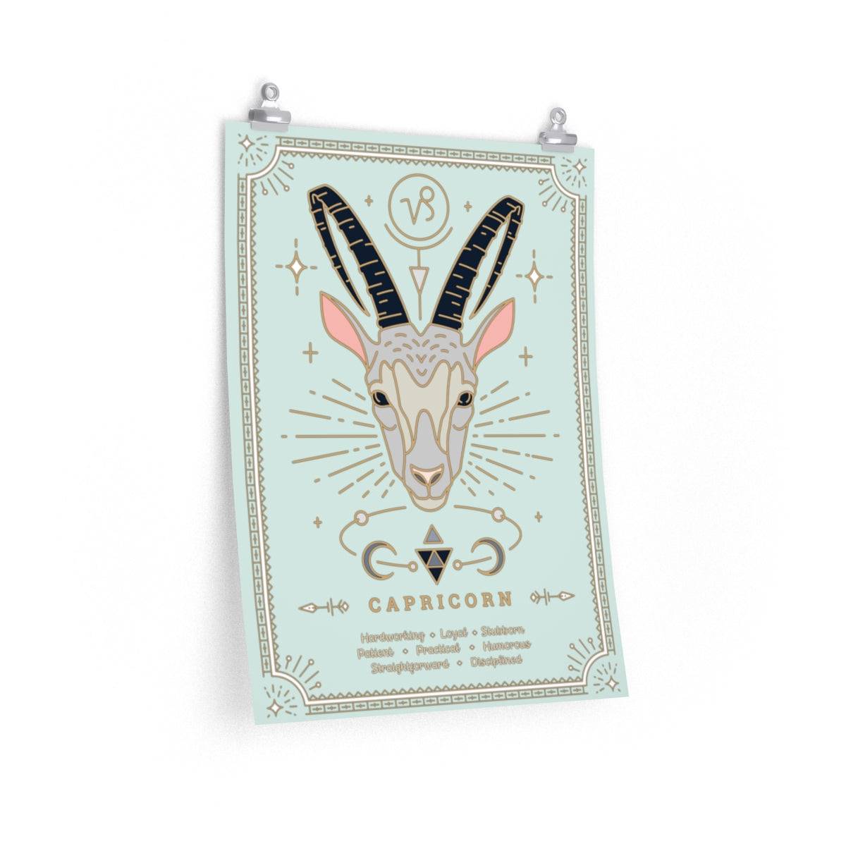 Capricorn Vintage Zodiac Sign Poster Art Print Esdee