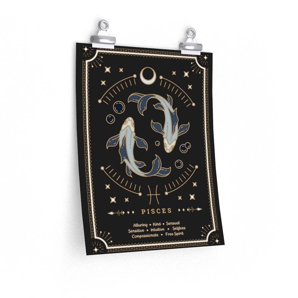 Pisces Vintage Zodiac Sign Poster Art Print Esdee