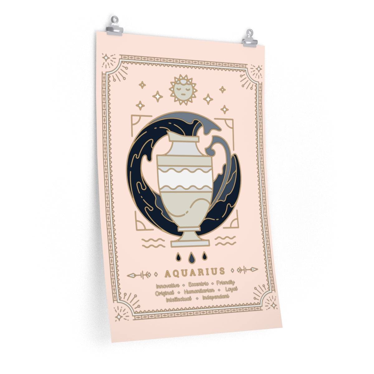 Aquarius Vintage Zodiac Sign Poster Art Print Esdee