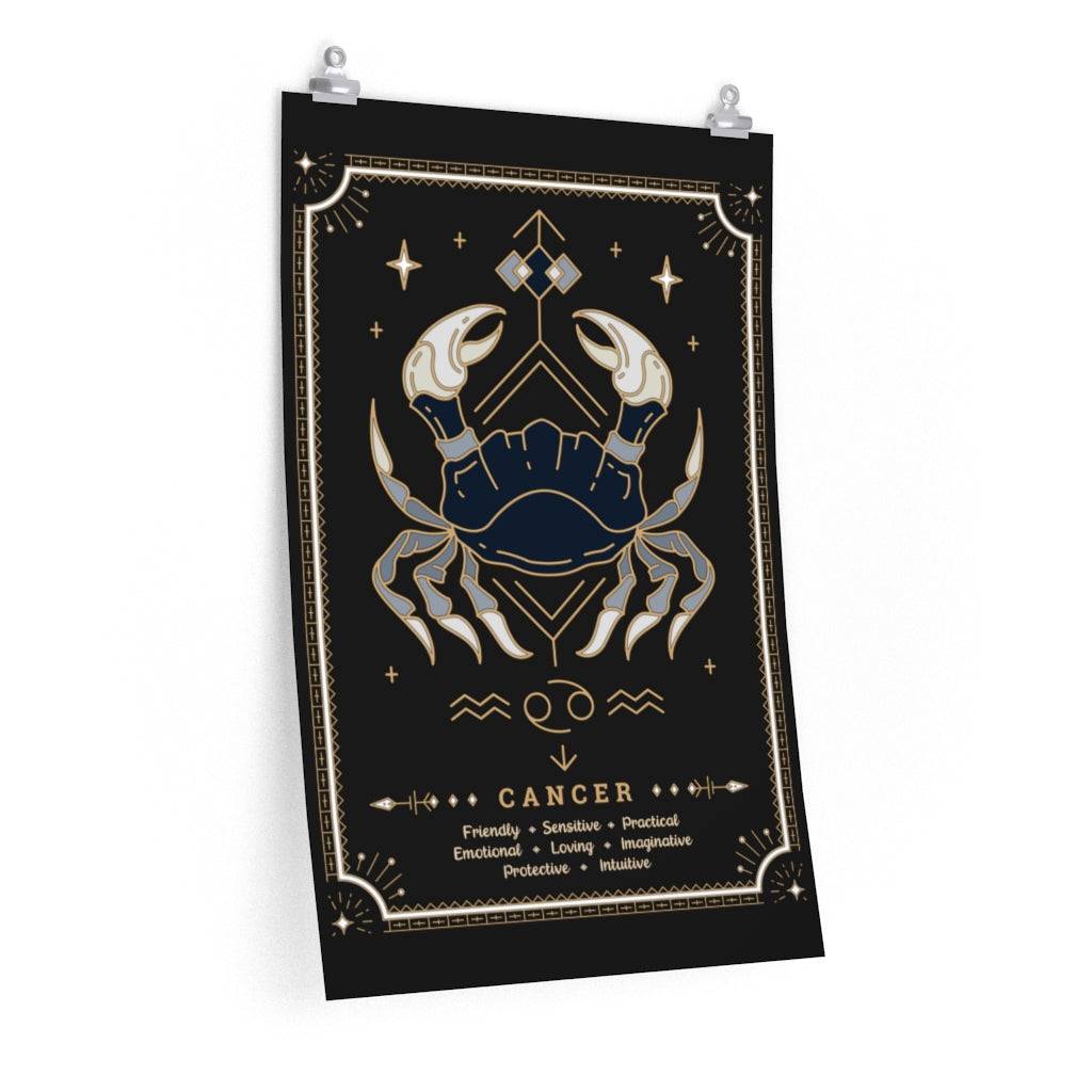 Cancer Vintage Zodiac Sign Poster Art Print Esdee