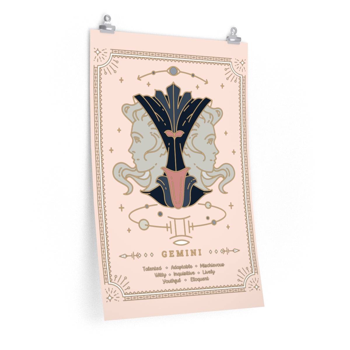 Gemini Vintage Zodiac Sign Poster Art Print Esdee