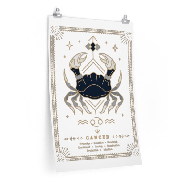 Cancer Vintage Zodiac Sign Poster Art Print Esdee