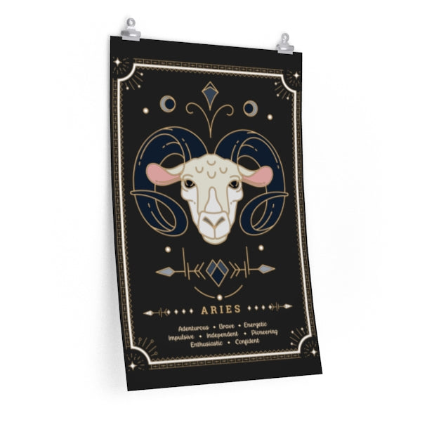 Aries Vintage Zodiac Sign Poster Art Print Esdee