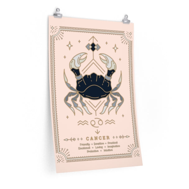 Cancer Vintage Zodiac Sign Poster Art Print Esdee