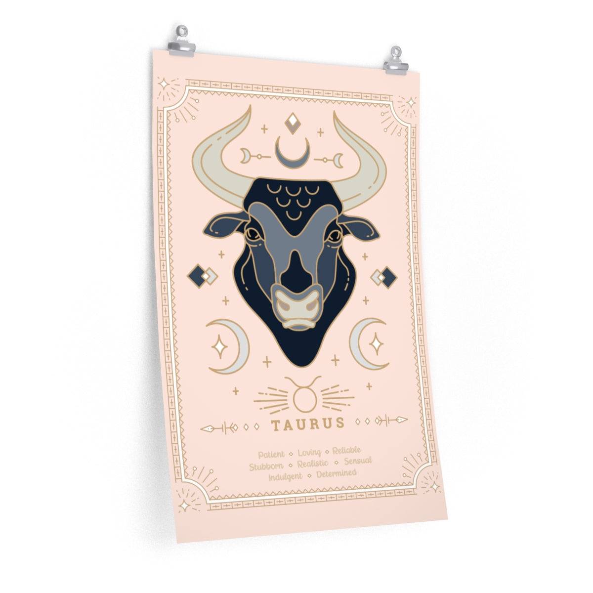 Taurus Vintage Zodiac Sign Poster Art Print Esdee