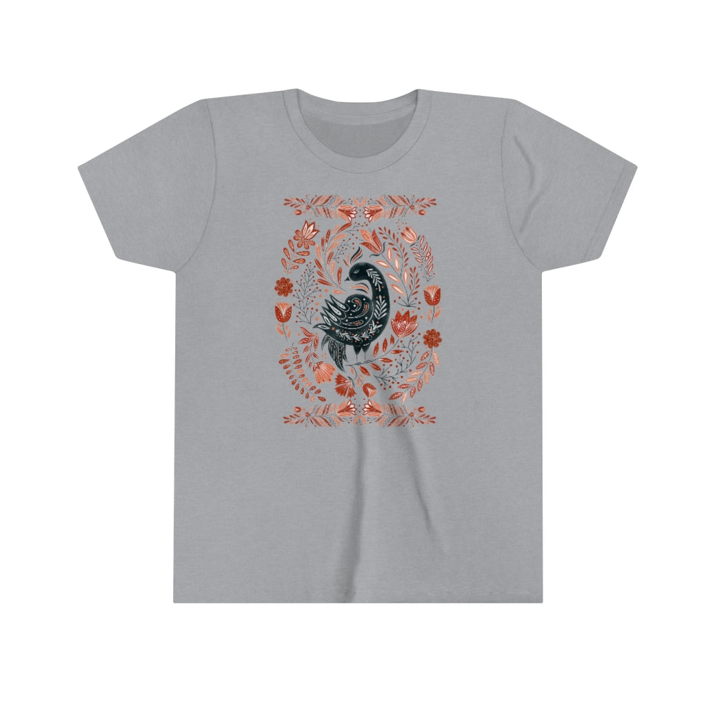 Folk Art Bird Youth Short Sleeve Tee - Esdee