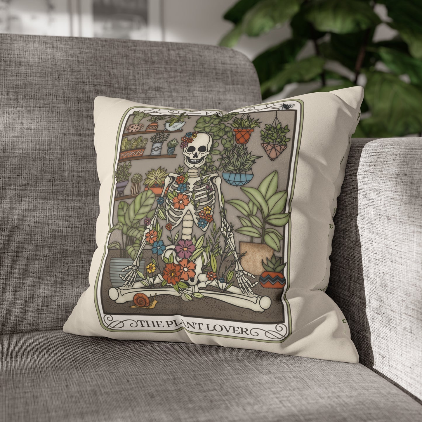 Plant Lover Tarot Card Faux Suede Square Pillow Case - Esdee