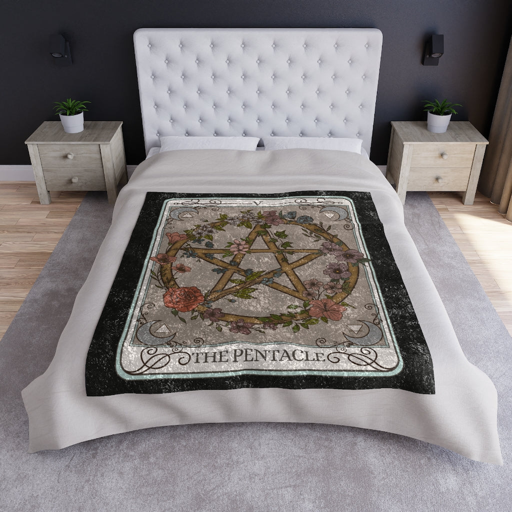 The Pentacle Tarot Card Crushed Velvet Blanket