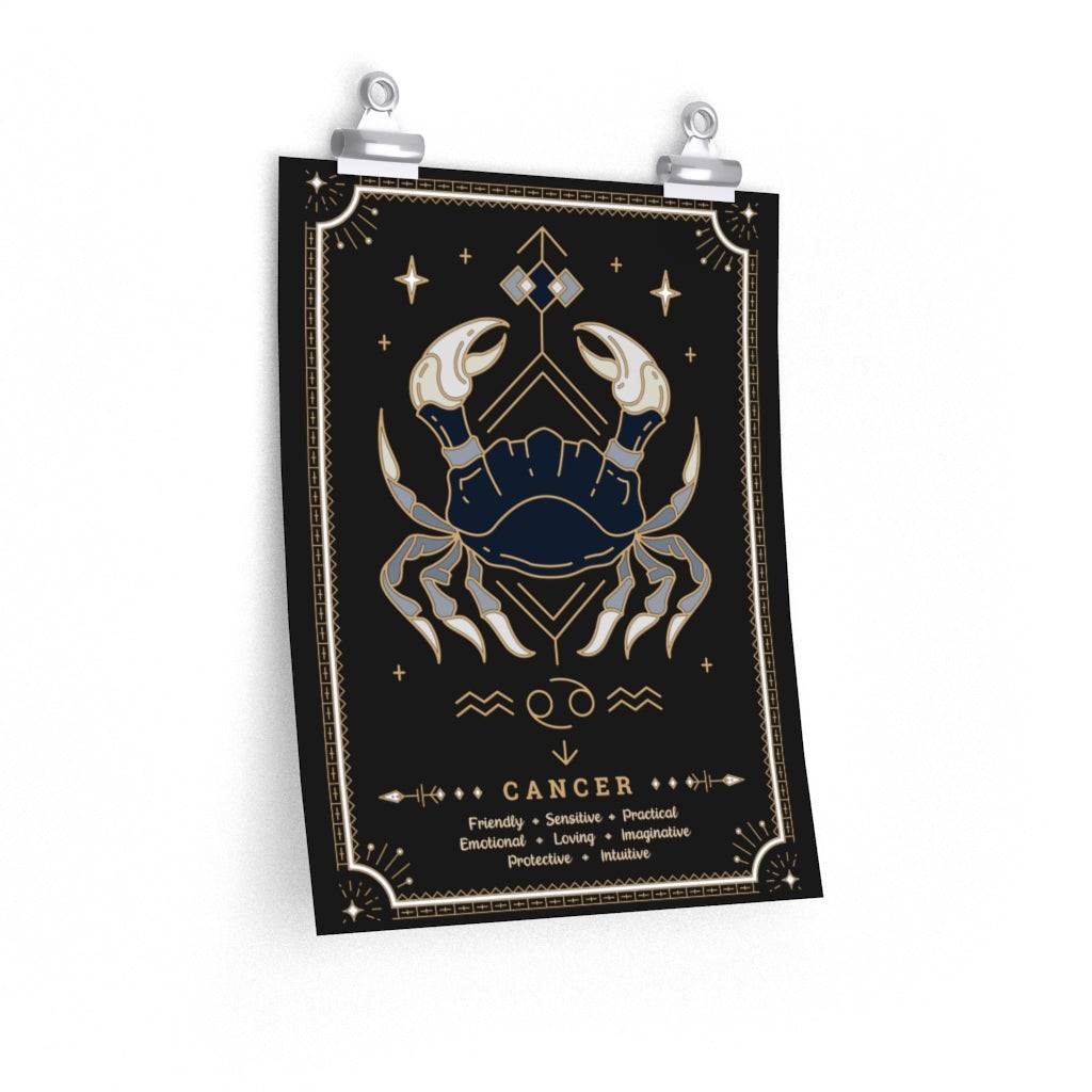 Cancer Vintage Zodiac Sign Poster Art Print Esdee
