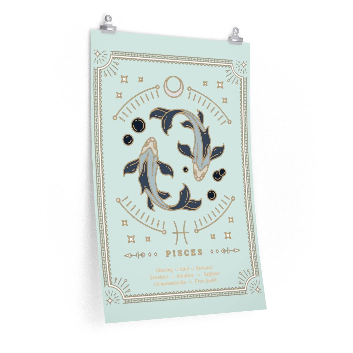 Pisces Vintage Zodiac Sign Poster Art Print Esdee