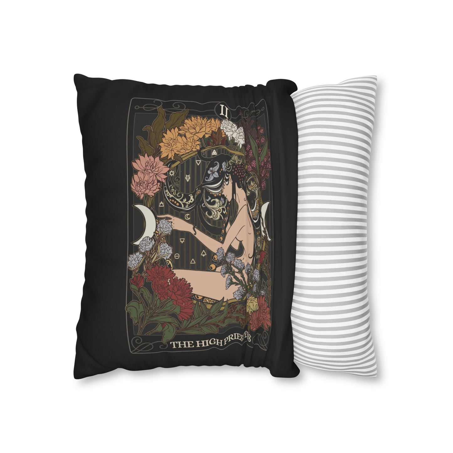 High Priestess Tarot Card Faux Suede Square Pillow Case - Esdee