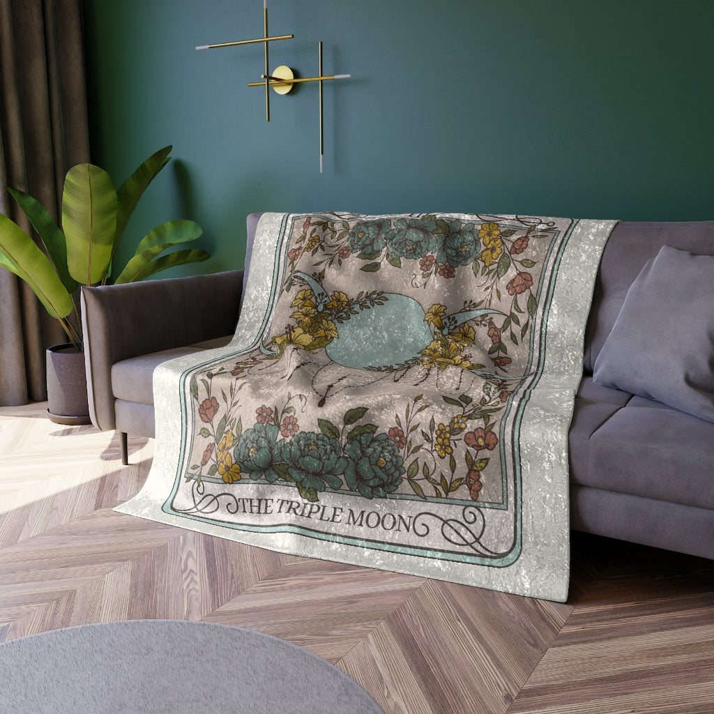 The Triple Moon Tarot Card Crushed Velvet Blanket