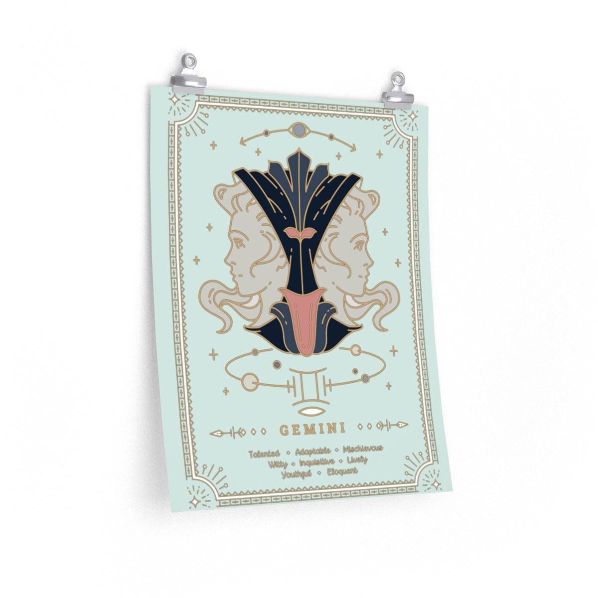 Gemini Vintage Zodiac Sign Poster Art Print Esdee