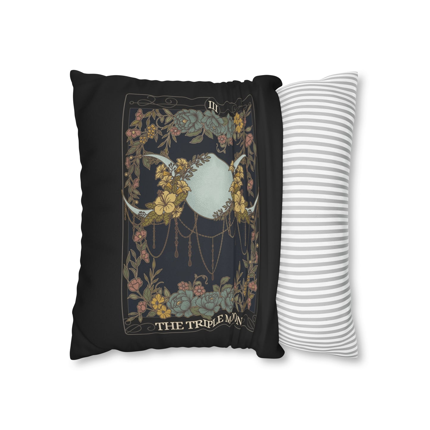 Triple Moon Tarot Card Faux Suede Square Pillow Case - Esdee
