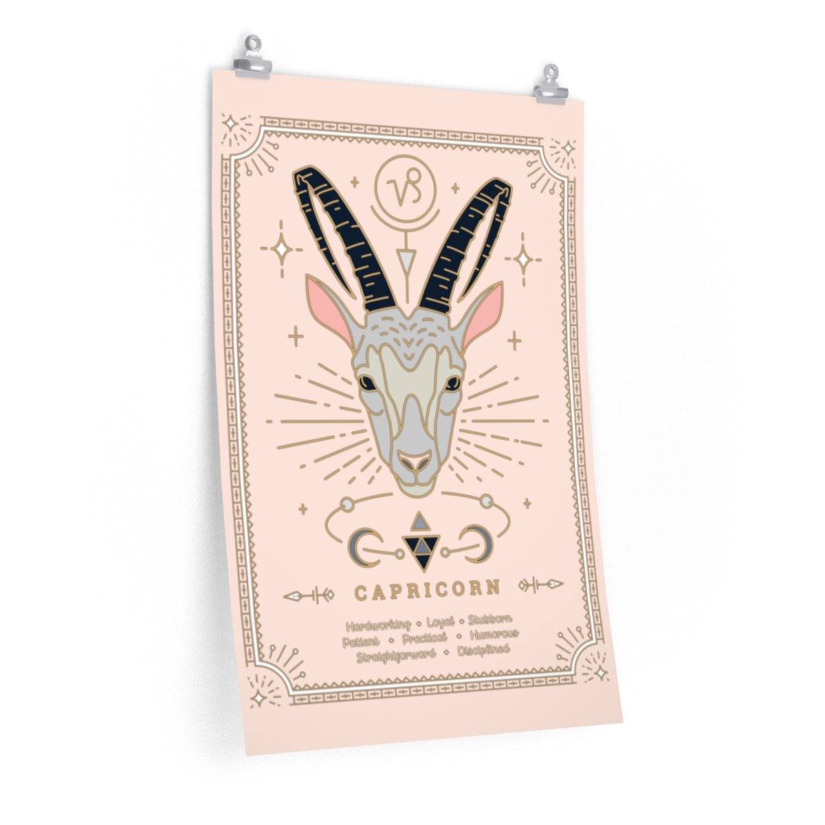 Capricorn Vintage Zodiac Sign Poster Art Print Esdee