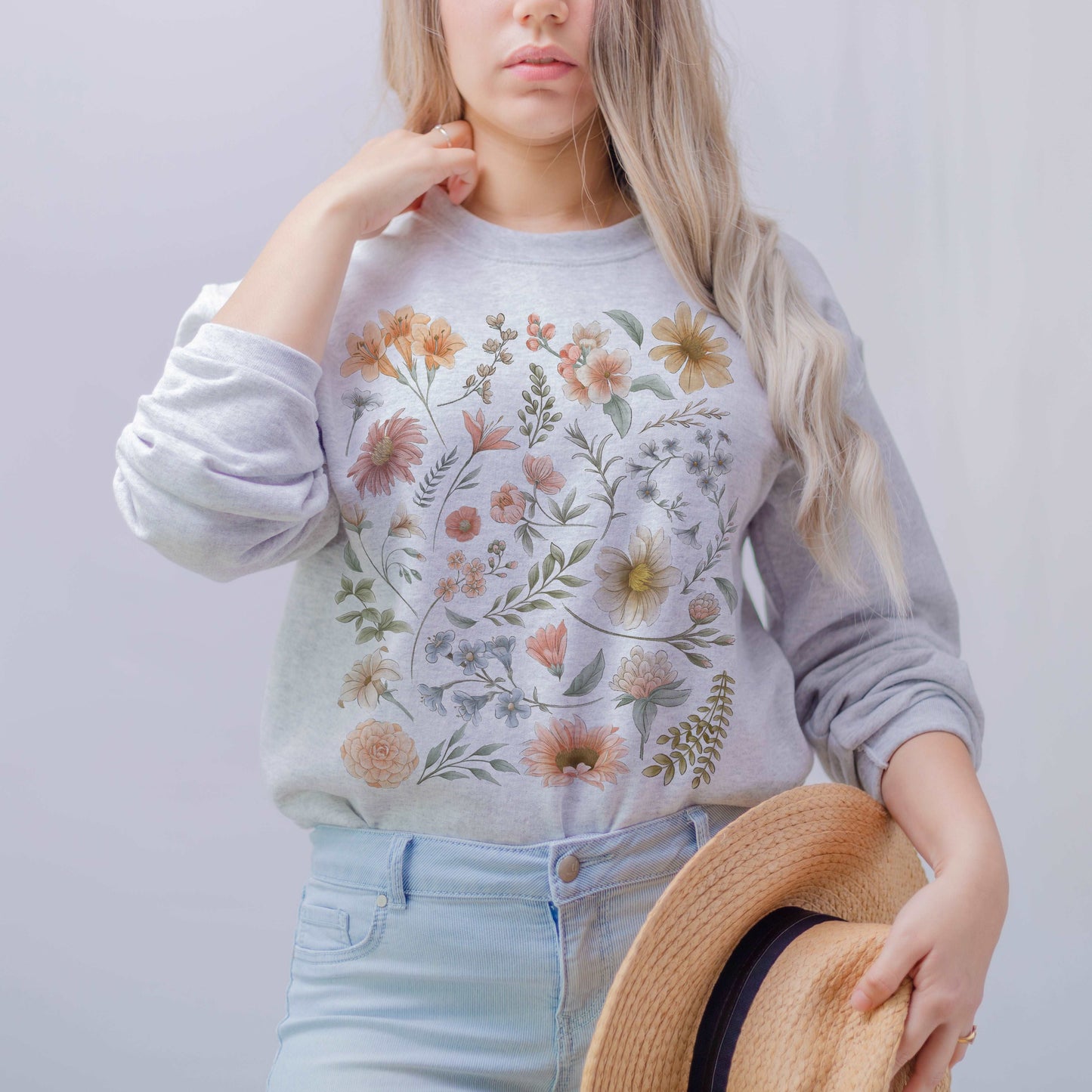 Pastel Floral Crewneck Sweatshirt - Esdee