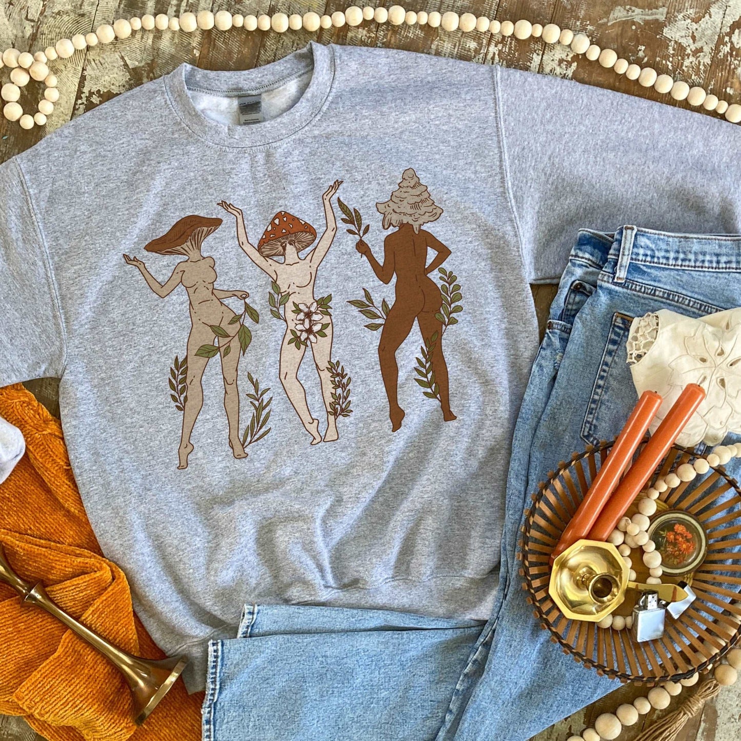 Mushroom Ladies Color Crewneck Sweatshirt - Esdee