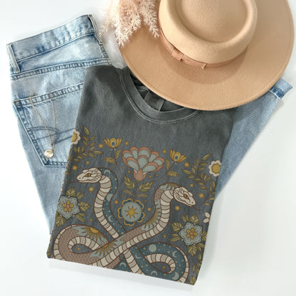 Folk Art Floral Snake Comfort Colors TShirt - Esdee