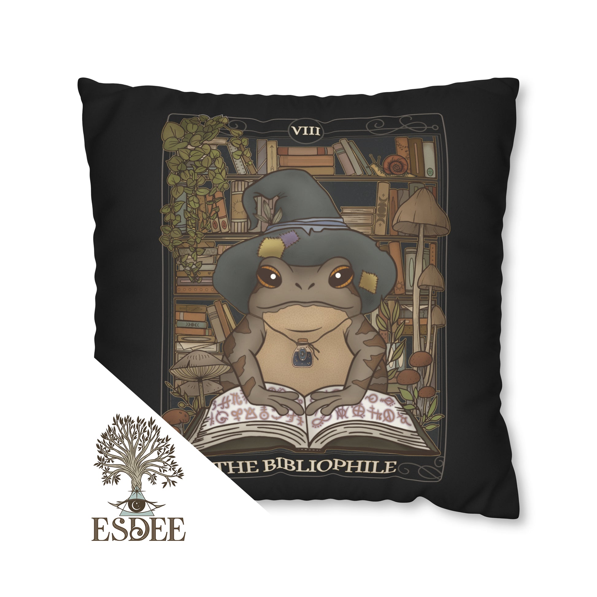 Bibliophile Tarot Card Faux Suede Square Pillow Case - Esdee