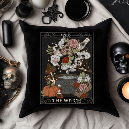 The Witch Tarot Card Faux Suede Square Pillow Case - Esdee