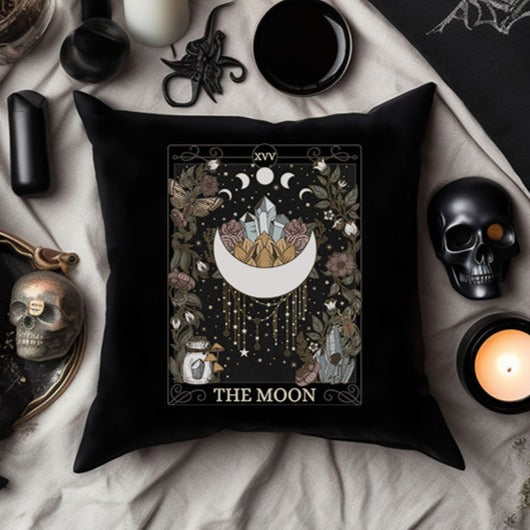 The Moon Tarot Card Faux Suede Square Pillow Case - Esdee