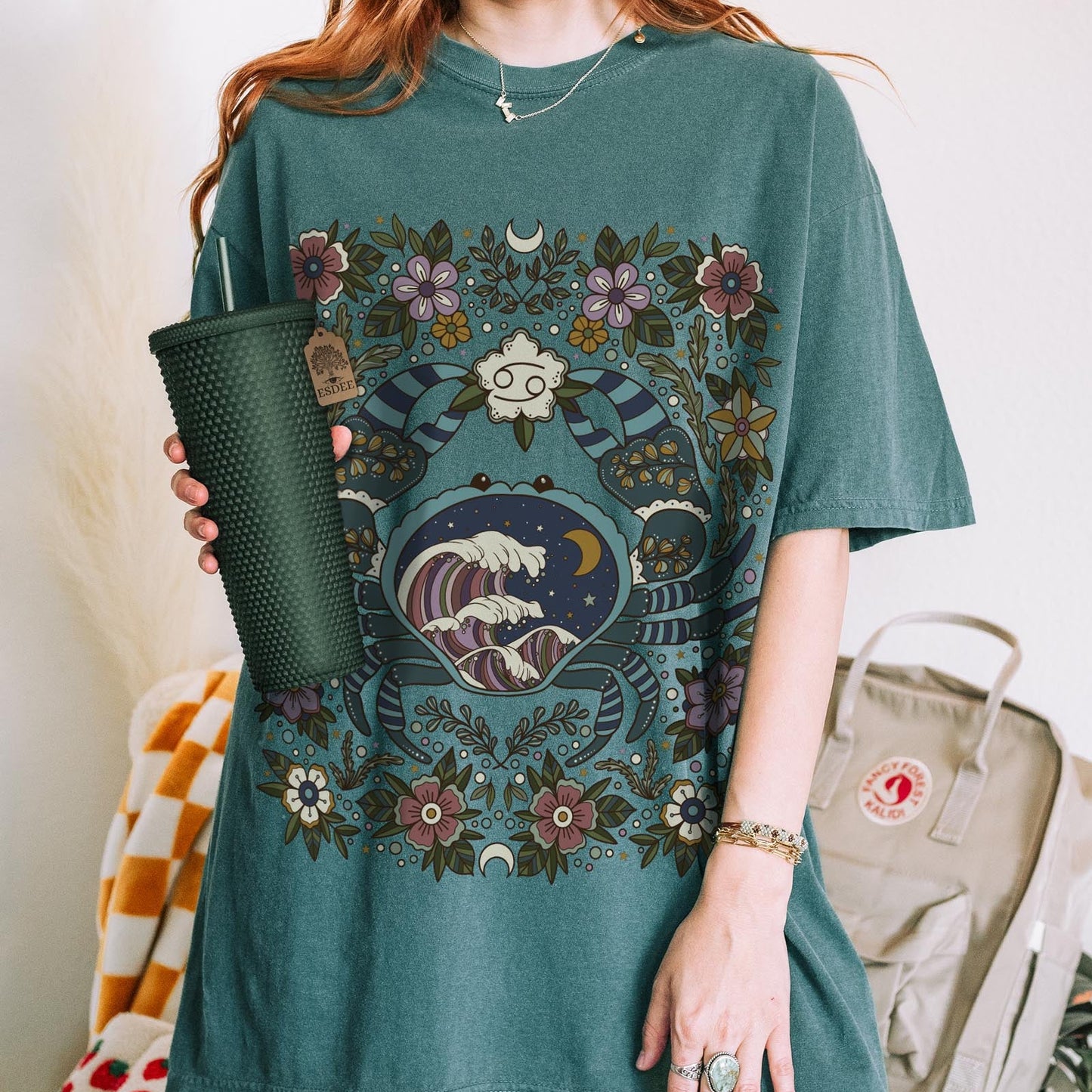 Cancer Zodiac Sign Retro Comfort Colors T-shirt, Boho Celestial Astrology Tee, Star Sign Gift - Esdee