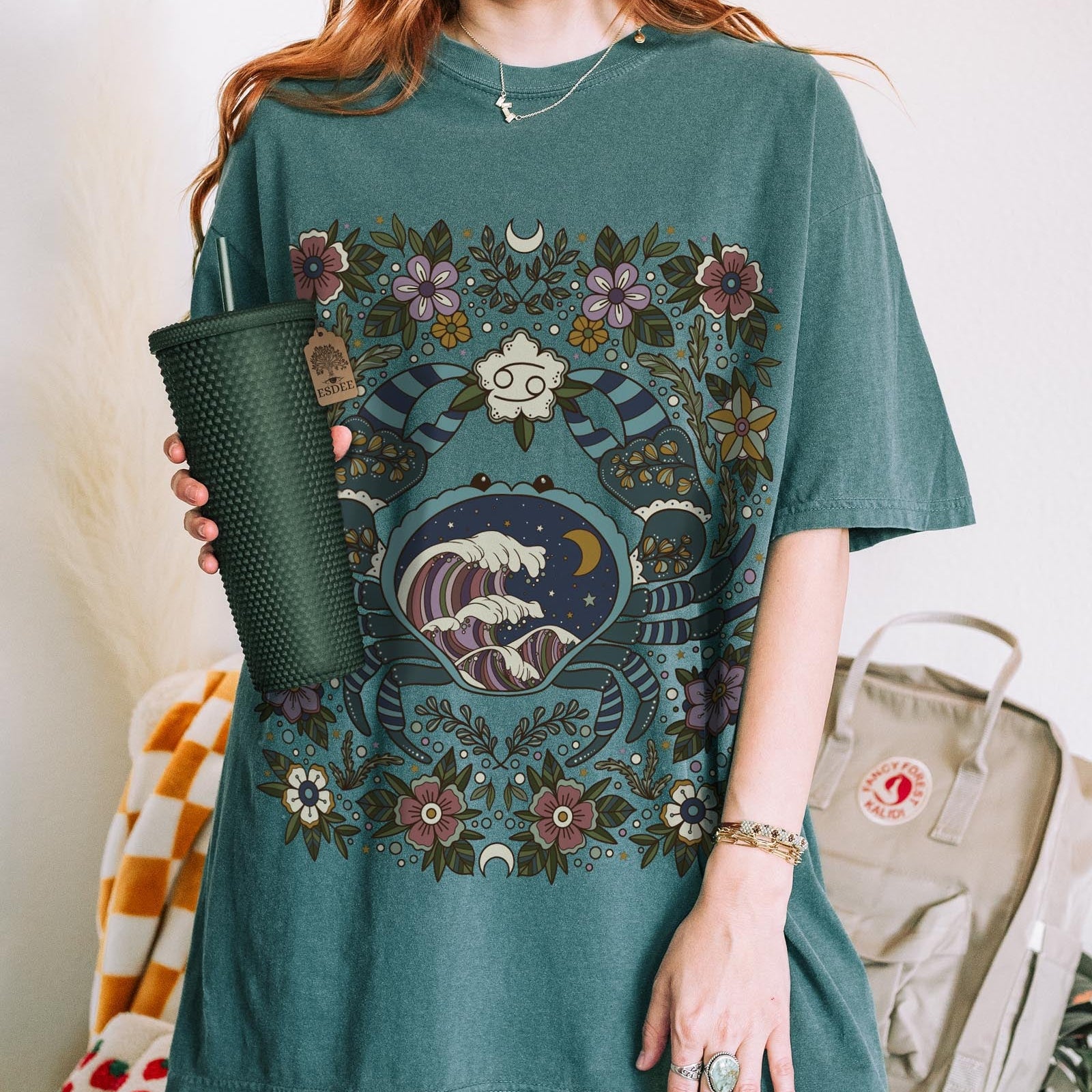 Cancer Zodiac Sign Retro Comfort Colors T-shirt, Boho Celestial Astrology Tee, Star Sign Gift - Esdee