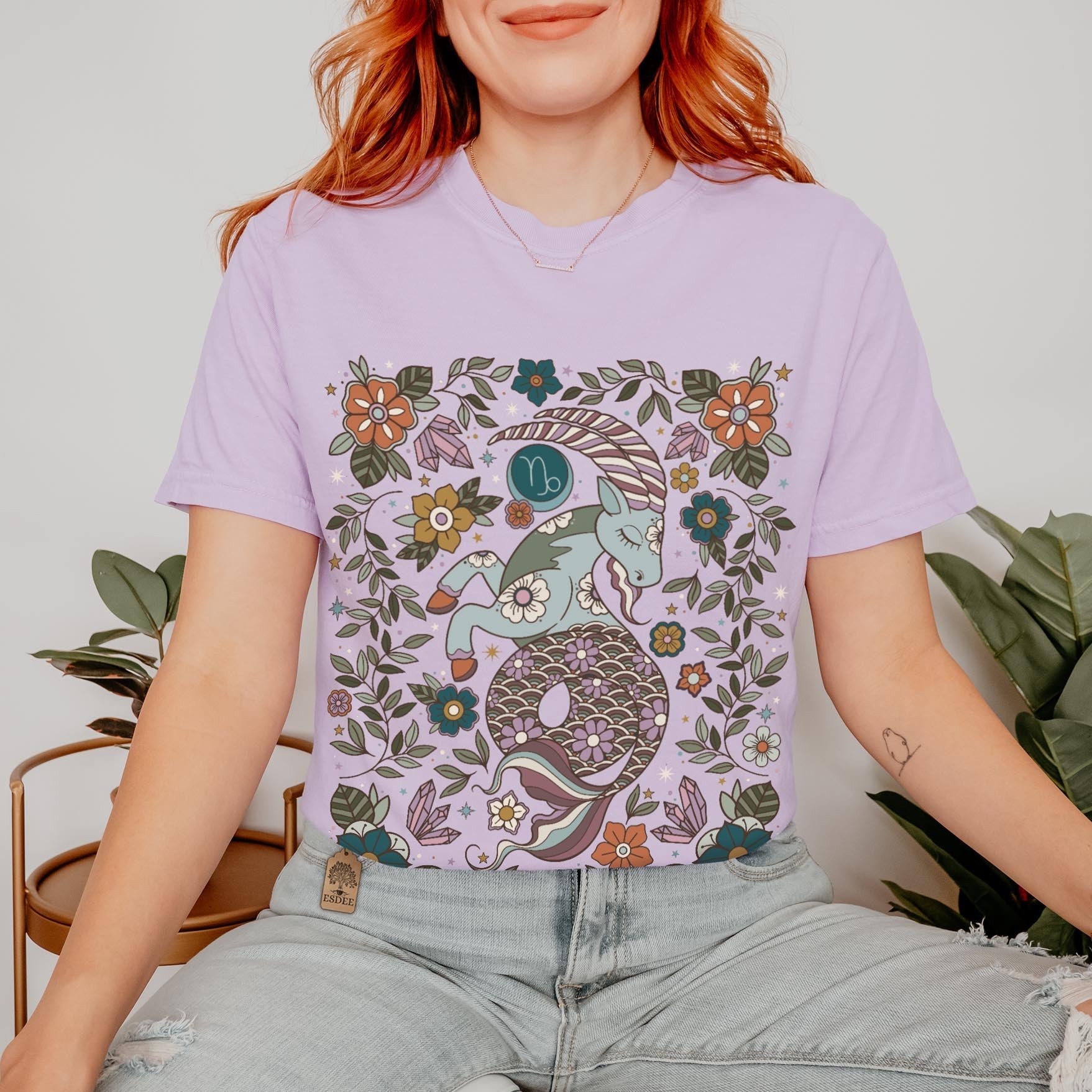 Capricorn Zodiac Sign Retro Comfort Colors T-shirt, Boho Celestial Astrology Tee, Star Sign Gift - Esdee