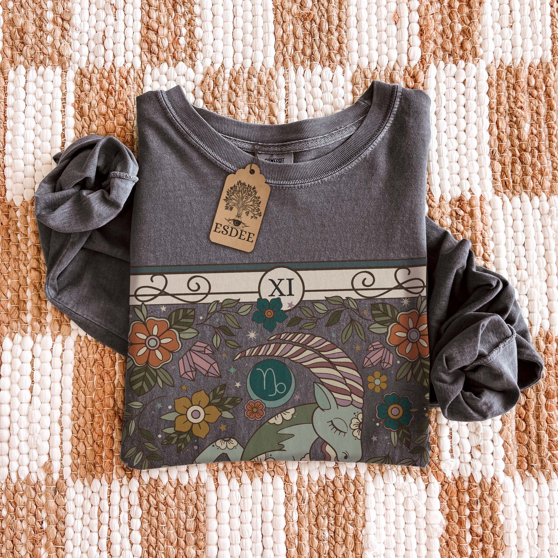 Custom Zodiac Sign Comfort Colors Long Sleeve T-Shirt, Funny Retro Personalized Star Sign Gift - Esdee