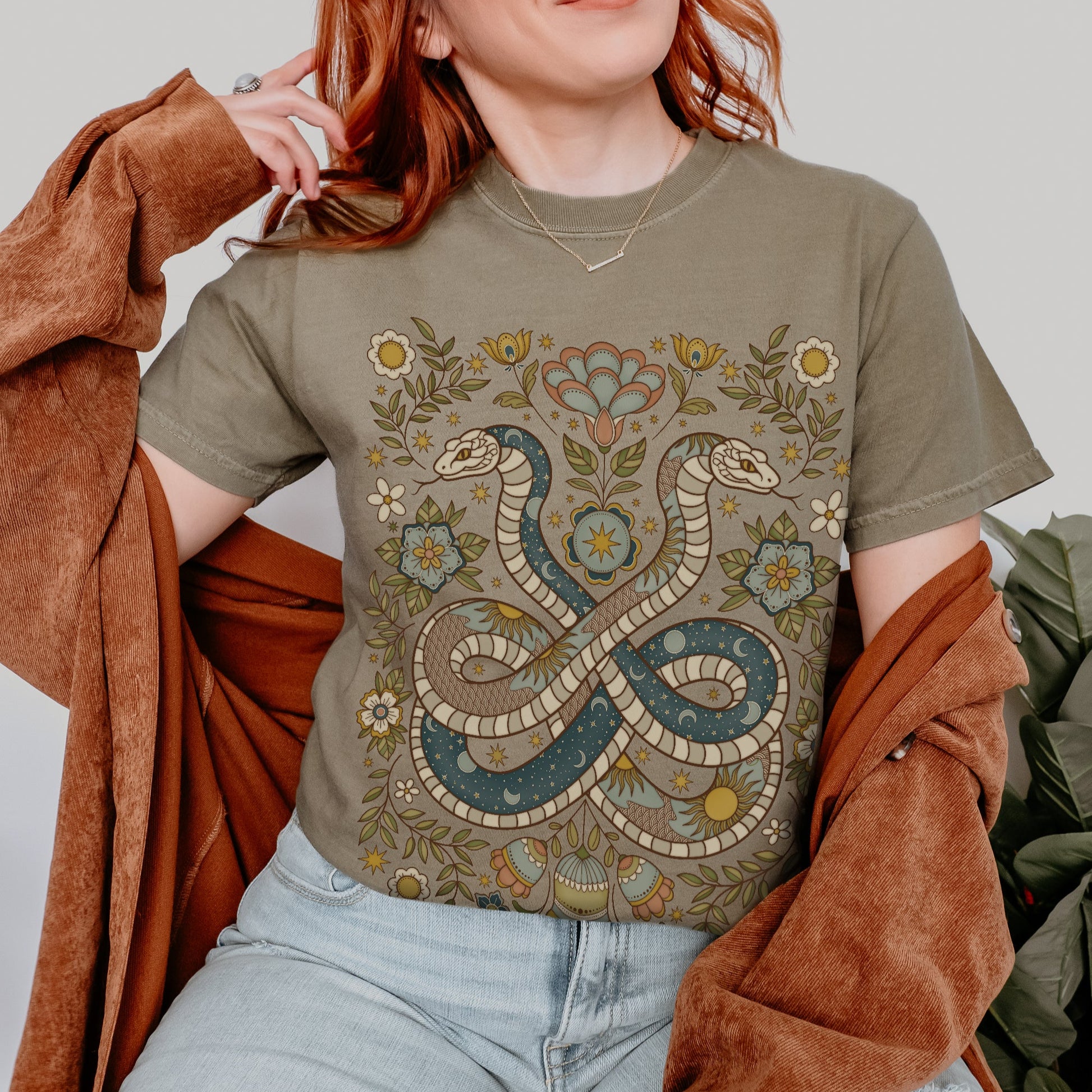 Folk Art Floral Snake Comfort Colors TShirt - Esdee