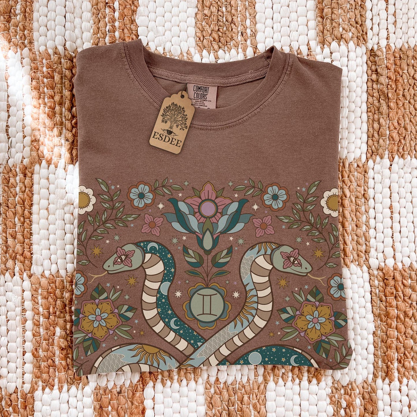 Gemini Zodiac Sign Retro Comfort Colors T-shirt, Boho Celestial Astrology Tee, Star Sign Gift