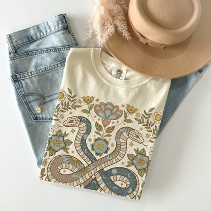 Folk Art Floral Snake Comfort Colors TShirt - Esdee