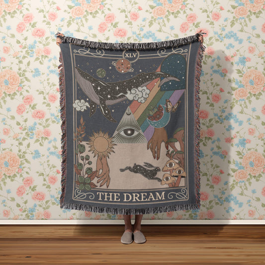 The Dream Tarot Card Cotton Woven Throw Blanket Wall Hanging - Esdee