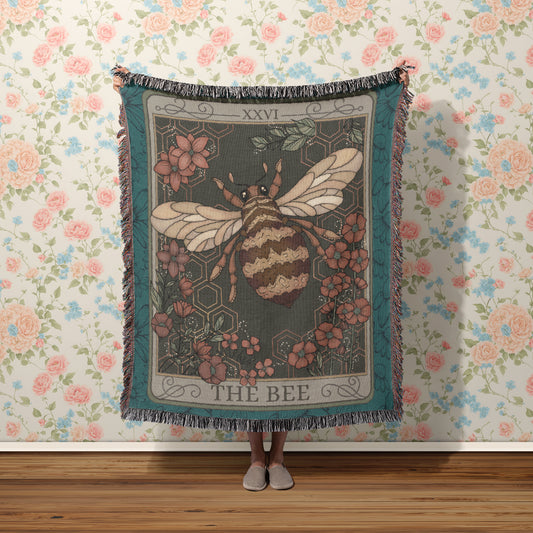 The Bee Tarot Card Cotton Woven Throw Blanket Wall Hanging - Esdee