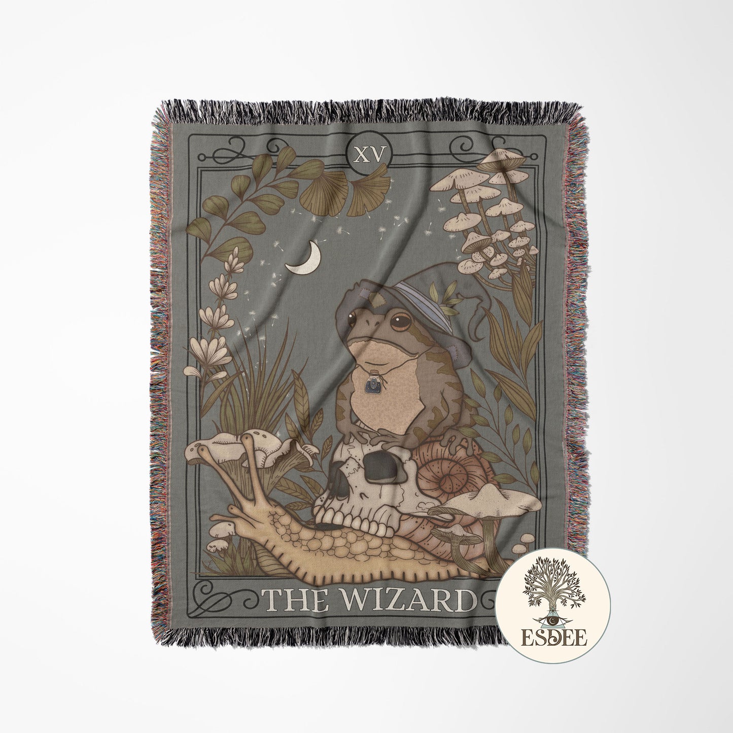 The Wizard Tarot Cotton Woven Throw Blanket Wall Hanging - Esdee