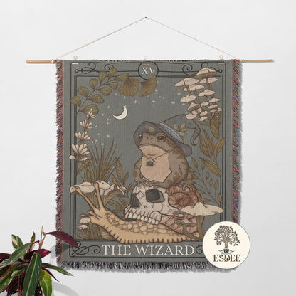 The Wizard Tarot Cotton Woven Throw Blanket Wall Hanging - Esdee