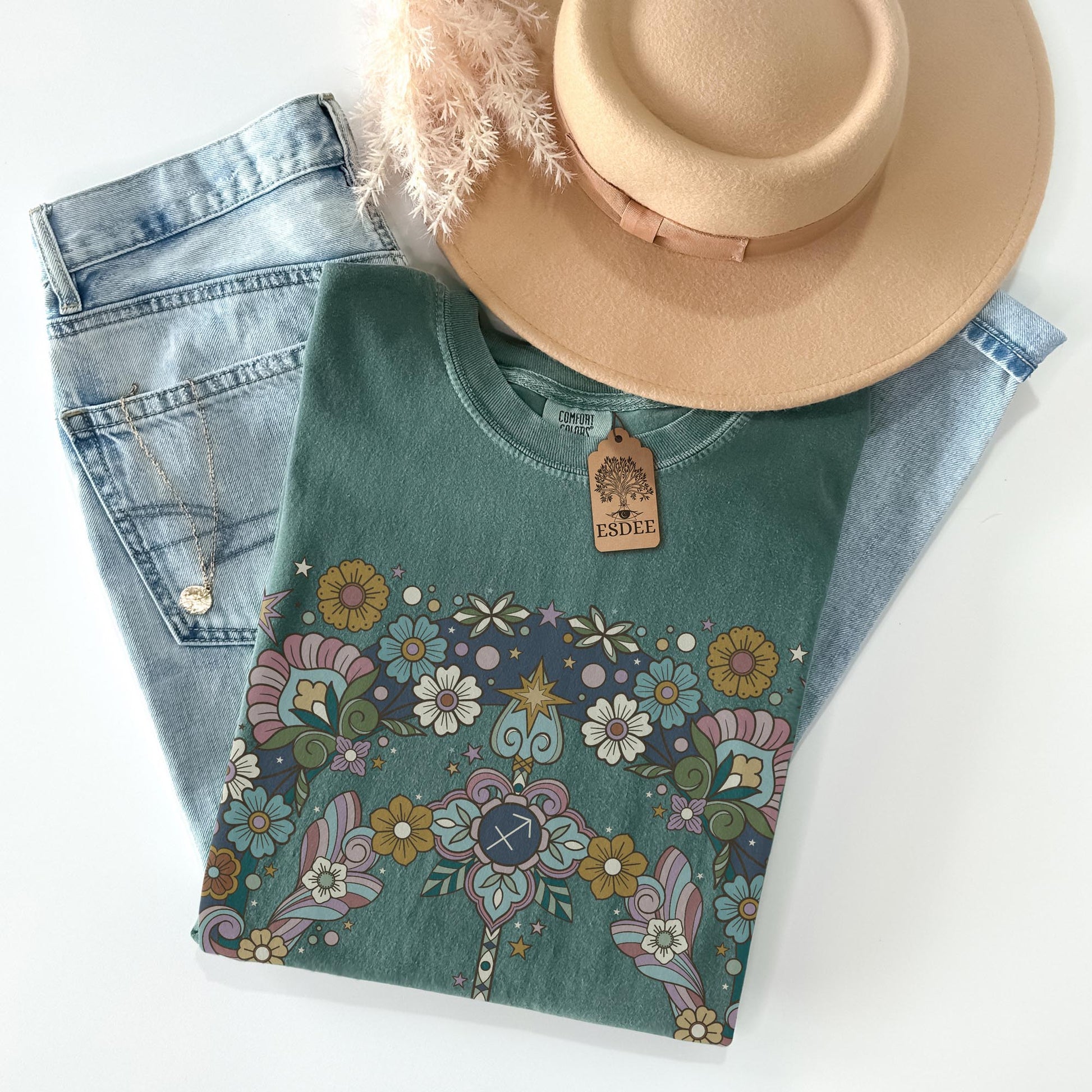 Sagittarius Zodiac Sign Retro Comfort Colors T-shirt, Boho Celestial Astrology Tee, Star Sign Gift - Esdee